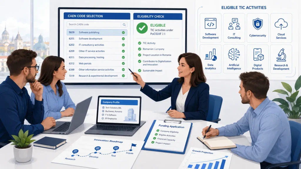 PoCIDIF 2.1 coduri CAEN eligibile pentru firme TIC