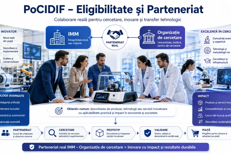 PoCIDIF eligibilitate și parteneriat între IMM și organizație de cercetare