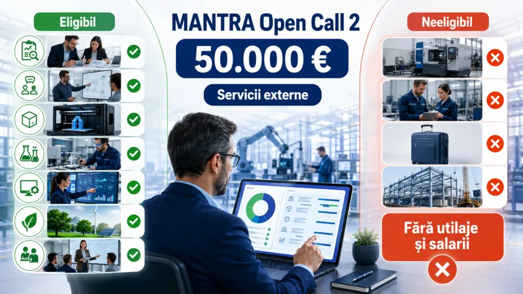 MANTRA Open Call 2 cheltuieli eligibile pentru grantul de 50.000 euro și costuri neeligibile