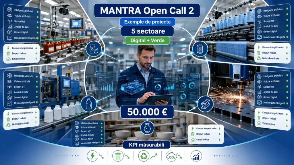 Exemple de proiecte MANTRA Open Call 2 pentru IMM-uri din industria alimentară, textile, plastic, ceramică și metale